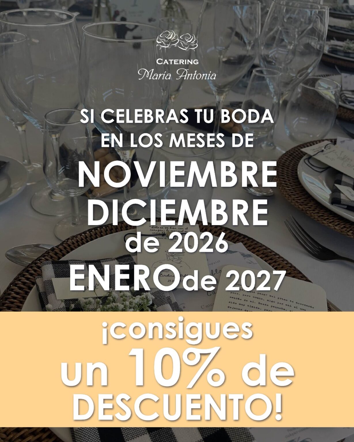 promoción para bodas celebradas en noviembre y diciembre de 2026 o enero de 2027